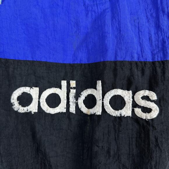 Vintage Adidas Jacket Mens XL Blue Black Anorak Quarter Zip Made Hong Kong 90s - Picture 6 of 16